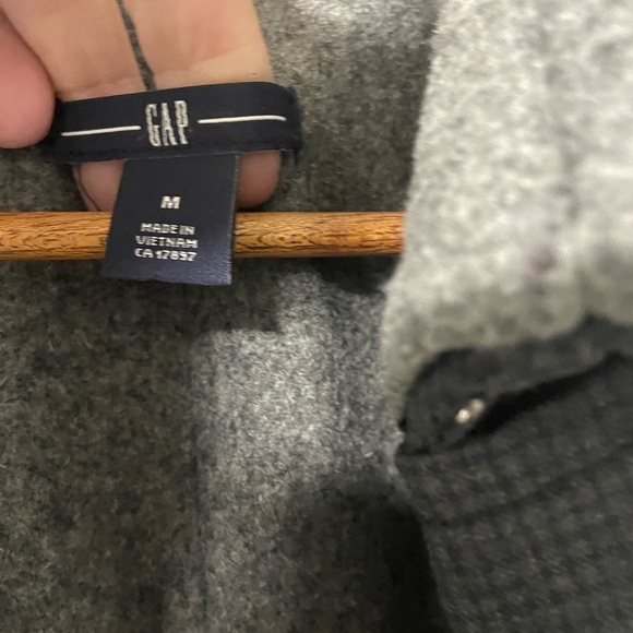 GAP- Women's Trench, blue and grey gingham pattern, small Insulated Wool coat - Picture 4 of 6